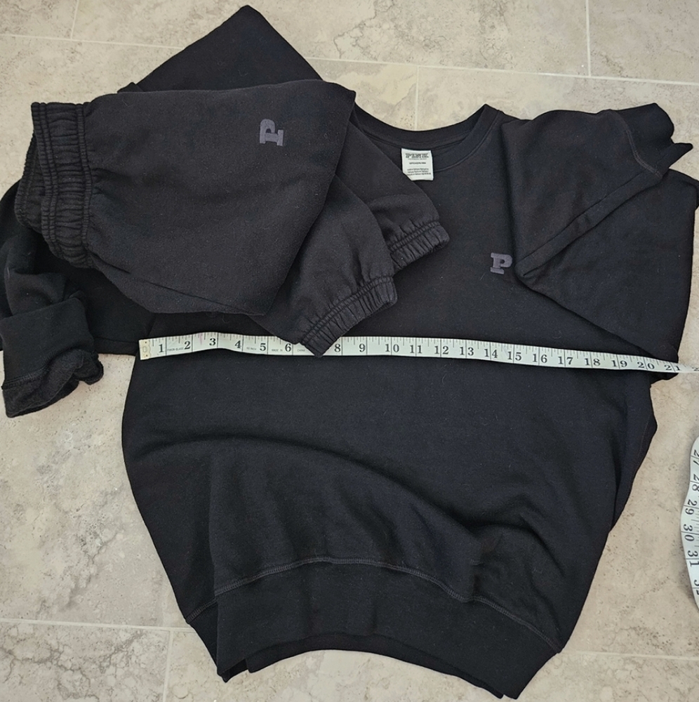 PINK Victoria's Secret,Black Crewneck /Sweat Pant Two- Piece Set,  S
